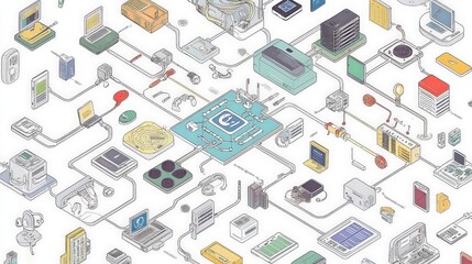 Colorful Isometric Security Layers on White Background