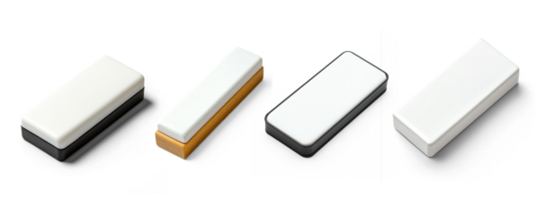 Collection of Whiteboard eraser with a clean surface. isolated on transparent background