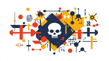 Fototapeta premium Colorful Warning Symbols on White Background