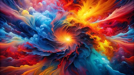 Fototapeta premium A swirling symphony of vibrant colors and textures, a dynamic interplay of abstract brushstrokes creating a mesmerizing cosmic dance.