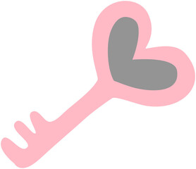 Pink minimalist heart key illustration