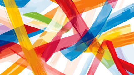 Obraz premium Colorful abstract artwork featuring dynamic brush strokes in vibrant shades of red, blue, yellow, and green on a white background