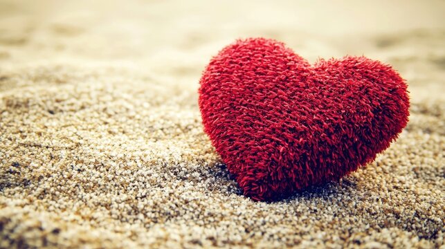 Heart symbol on sandy beach affectionate minimalism nature's embrace serene viewpoint