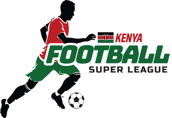 Kenya football league, Soccer ball, Football logo, Footballer Kick the Ball isolated on white background, Vector Illustration