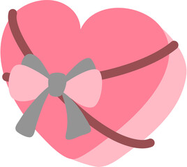 Illustration of a heart-shaped gift box with a bow