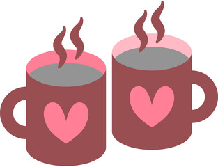 Illustration of a pair of drinking glasses with a heart pattern
