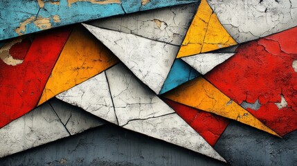 Fototapeta premium Abstract geometric painting suitable for walls in cafes, studios, homes, hotels, restaurants and offices.