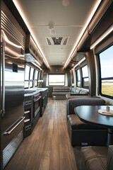 Obraz premium Exclusive luxury RV with a built-in kitchen and entertainment area
