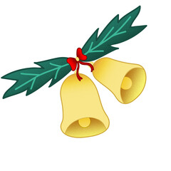 christmas bells with red ribbon