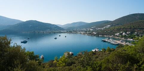 Torba bay and beach. Bodrum peninsula. Aegean coast. Turkey holidays and travel. Mugla city, Turkey - 4k video 