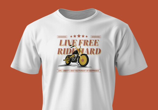 Live Free Ride Hard Biker Vintage Logo Design