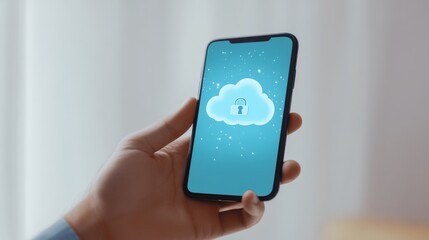 Person Holding Smartphone with Lock Icon
