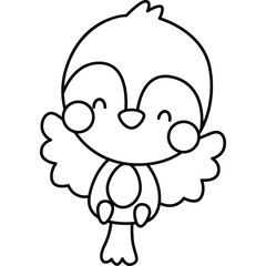 a vector of a cute bird in black and white coloring