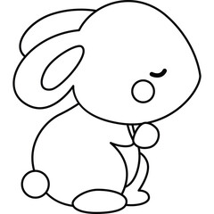 a vector of a cute rabbit in black and white coloring