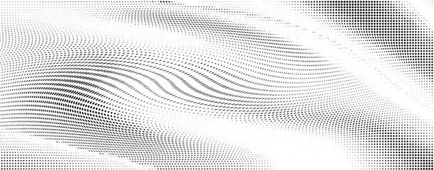 Fototapeta na wymiar Wavy gradient halftone dots pattern texture background. Vector illustration 