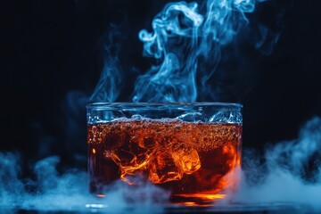 Close-Up of Volatile Syrup Bubbles and Fumes in a Glimmering Pan