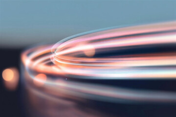 Abstract background showing circular light trails swirling against a starry black background	
