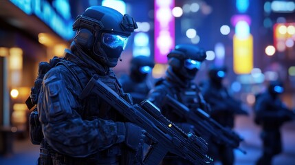Naklejka premium Futuristic Urban Warfare