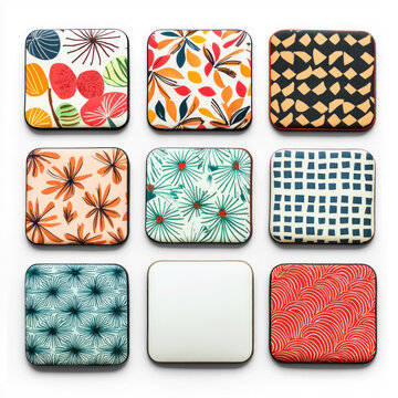 Assorted mouse pads with different designs. isolated on transparent background