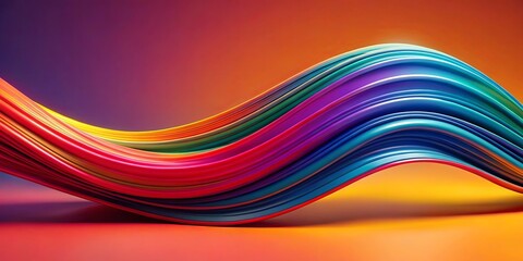 Fototapeta premium A vibrant and colorful abstract wave of smooth, flowing lines against a gradient background.