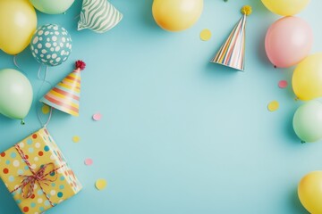 Colorful Party Decorations with Balloons and Gift