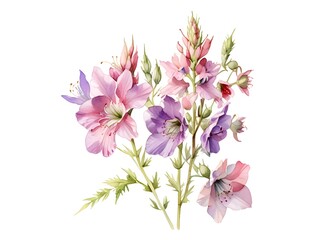 Larkspur Watercolor Flower Nature Art