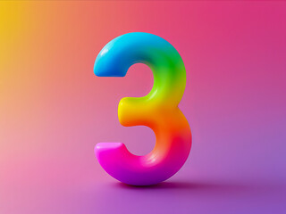 Fototapeta premium 3 number three in rainbow color