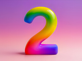 Naklejka premium 2 number two in rainbow color