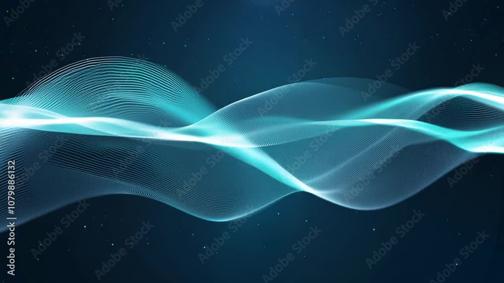 Poster dynamic abstract waves for a luminous tech background generative ai