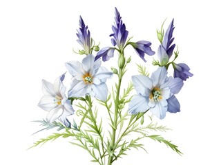 Larkspur Watercolor Flower Nature Art