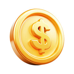Gold coin dollar us currency money icon sign 3d business cartoon style illustration