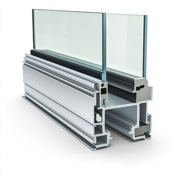 IGU showing spacers and seals. isolated on transparent background
