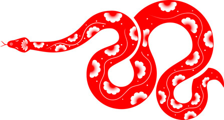 Chinese New Year of Snake, Red Snake with Floral Pattern