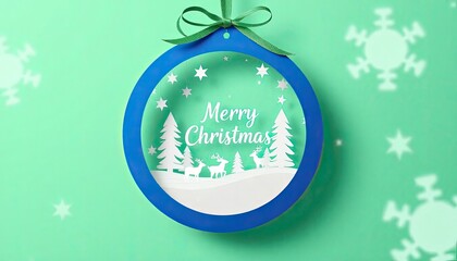 Naklejka premium christmas card with christmas tree or christmas card with christmas ball. Christmas illustration in a paper cut-out style. easter greeting card with eggs