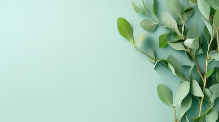 Fantastic Fresh green leaves scattered on a green background. Flat lay