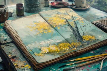 autumn landscape drawing.