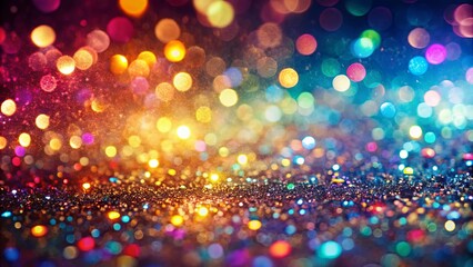 Naklejka premium Abstract Glitter Background with Defocused Colorful Lights and Sparkling Texture