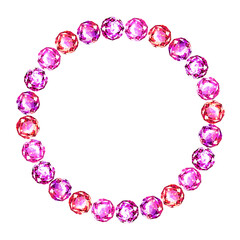 宝石フレーム　素材　飾り　枠　飾り罫　ジュエリー　ダイヤ　囲み　見出し　タイトル　あしらい　丸　輪　キラキラ　高級感　エレガント　豪華　鮮やか　白背景　透過