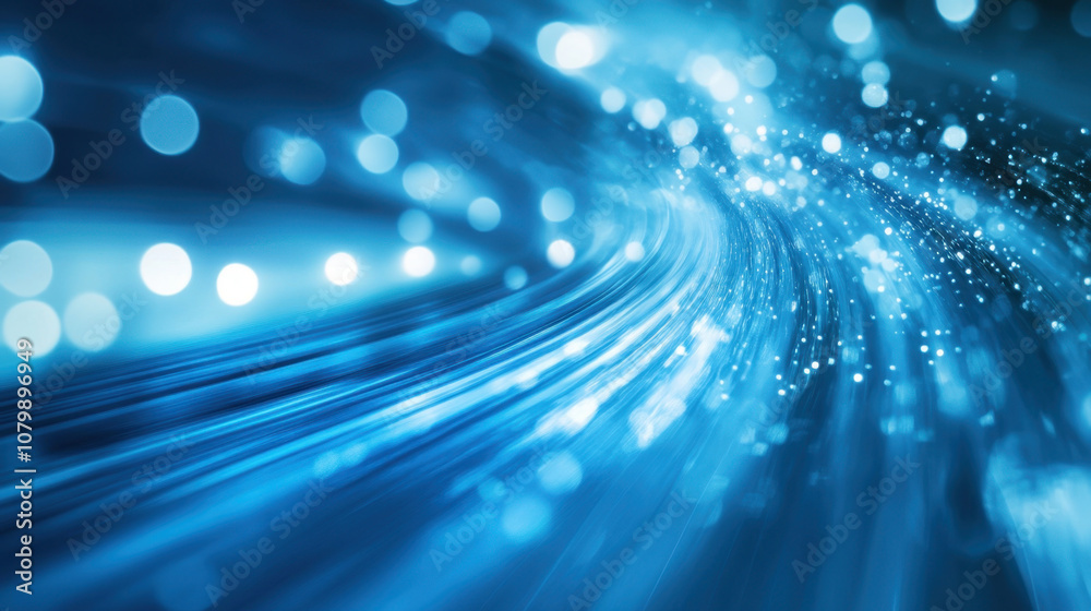 Wall mural dynamic blue light trails create mesmerizing abstract background, evoking sense of speed and energy.