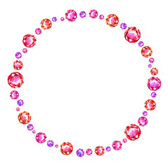 宝石フレーム　素材　飾り　枠　飾り罫　ジュエリー　ダイヤ　囲み　見出し　タイトル　あしらい　丸　輪　キラキラ　高級感　エレガント　豪華　鮮やか　白背景　透過