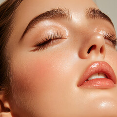 Fototapeta premium Elegant High-Fashion Beauty Portraits with Radiant Skin, Glamorous Makeup, and Luxurious Skincare Glow.