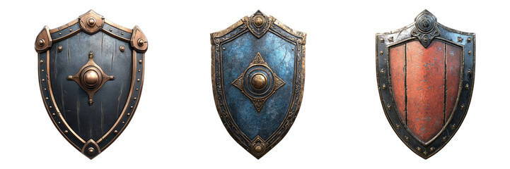 Fototapeta premium Vintage Shields Collection on Transparent Background