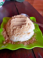 portrait of the traditional specialty food, sticky rice with peanut powder