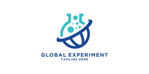 logo design global experiment, lab, science, world, logo design vector, symbol, icon, idea, creative.