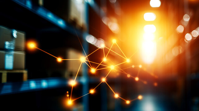 Inventory Management Stock Tracking. Digital map showing stock locations in warehouse, cyber aesthetic, inventory tracking, real-time data