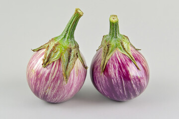 Obraz premium Two purple onions on a white background.