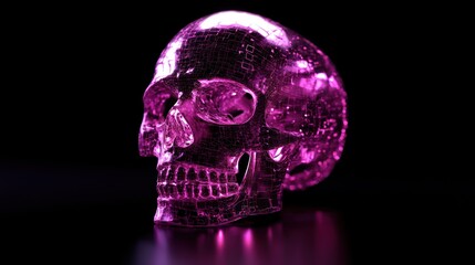 Pink Skull on black background