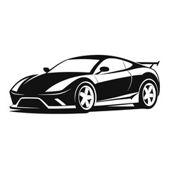 Sports car silhouette vector artwork on white background