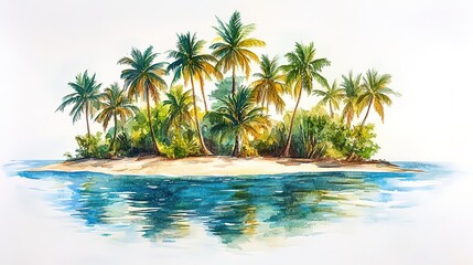 Fototapeta premium Tropical island with trees on white 