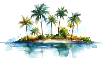 Fototapeta premium Tropical island with trees on white 